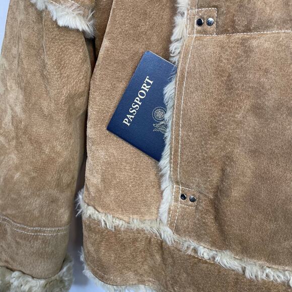 Wilsons Leather Suede Faux Shearling Fur Moto Jacket Boho Penny Lane Womens XL - Picture 8 of 17